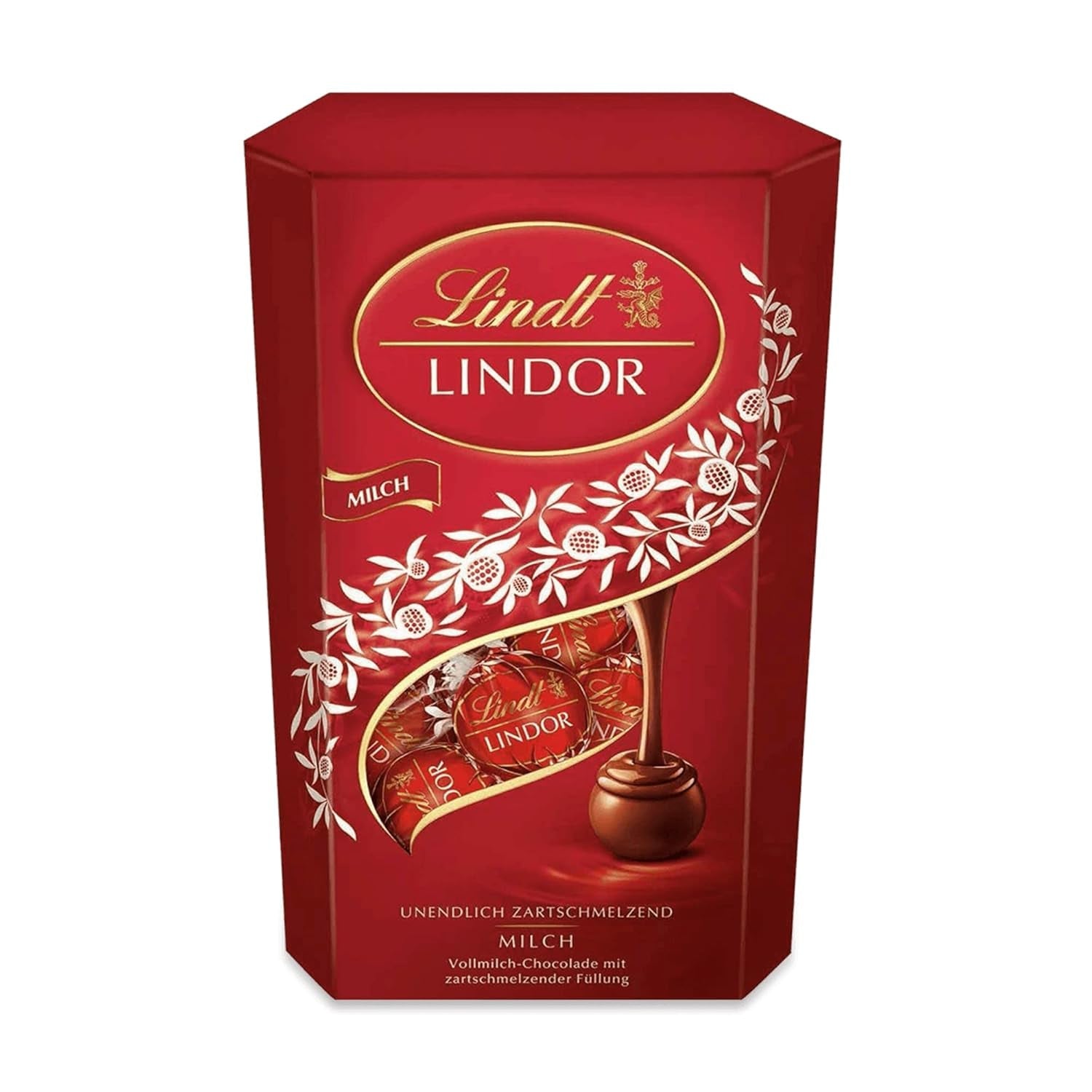 Lindt Choklad | Mjölkchokladstrut LINDOR | 500g | 38 Mjölkchokladbollar med Smält-i-munnen fyllning | Choklad present