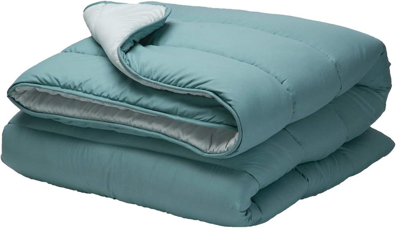 Pikolin Home - Vändbart täcke 300 G - Tvåfärgad nordisk fyllning - För säng 90 - bekväm, varm, andas, grön, 150 X 220 cm Täcken och täcken Naty Shop Mörkgrön Kudde 100/105 - 180 X 260 Cm