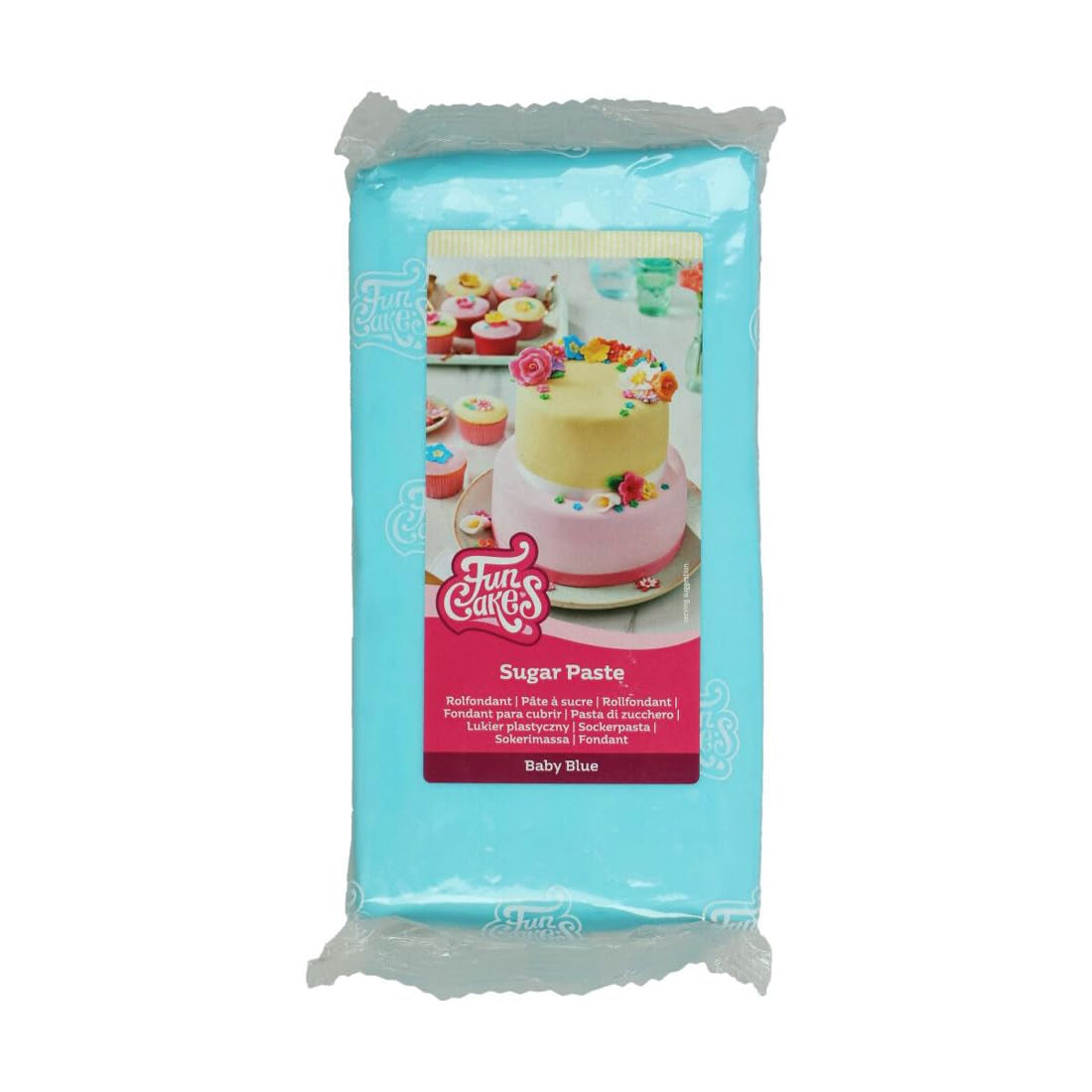 FunCakes Baby Blue Rolled Fondant: Lätt att använda, smidig, flexibel, mjuk och följsam, perfekt för tårtdekorering, halal, kosher och glutenfri. 1 kg Naty Shop Standardtitel sugarpaste