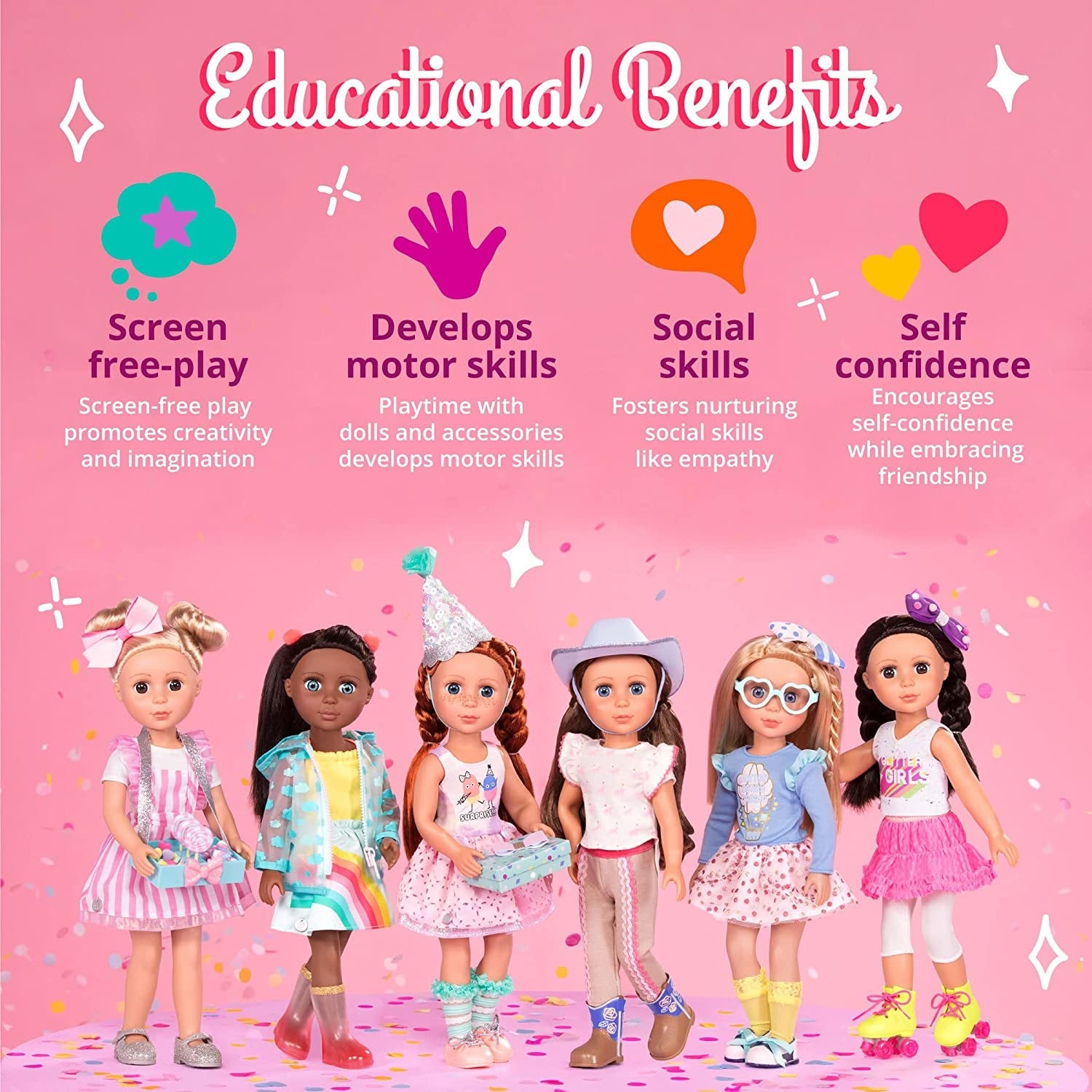 Glitter Girls - Sashka - 36 cm Bewegliche Modepuppe - Blond Haar och gröna Augen - Cupcake-Kleid mit Haarschleife - Glitzerschuhe & Gepunktete-Leggings - 3 Jahre +