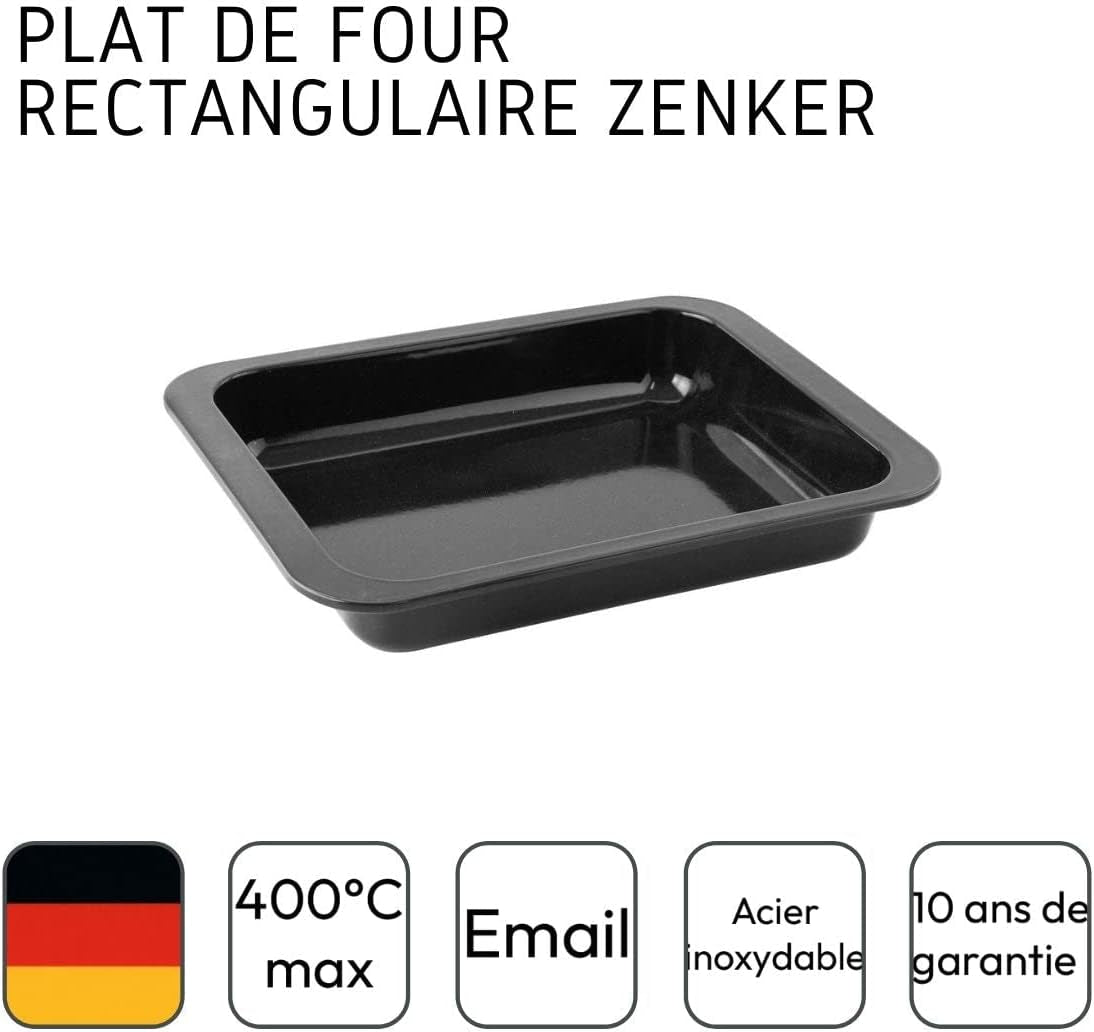 Zenker Ofenbackform (33 X 5 X 25 Cm) SPECIALMATlagning, Rechteckige Auflaufform Mit Enamelle-Versiegelung, Backform Mit Extra Hohem Rand (Farbe: Schwarz), Menge: 1 Stück Formar och plåtar för bakning Naty Shop