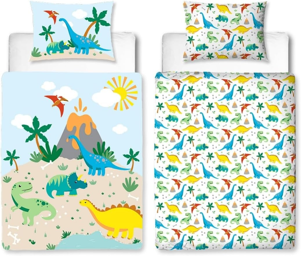 Sängkläder för barn, bomull Sängkläder - barn Naty Shop 100 X 135 + 40 X 60 Dino flanell