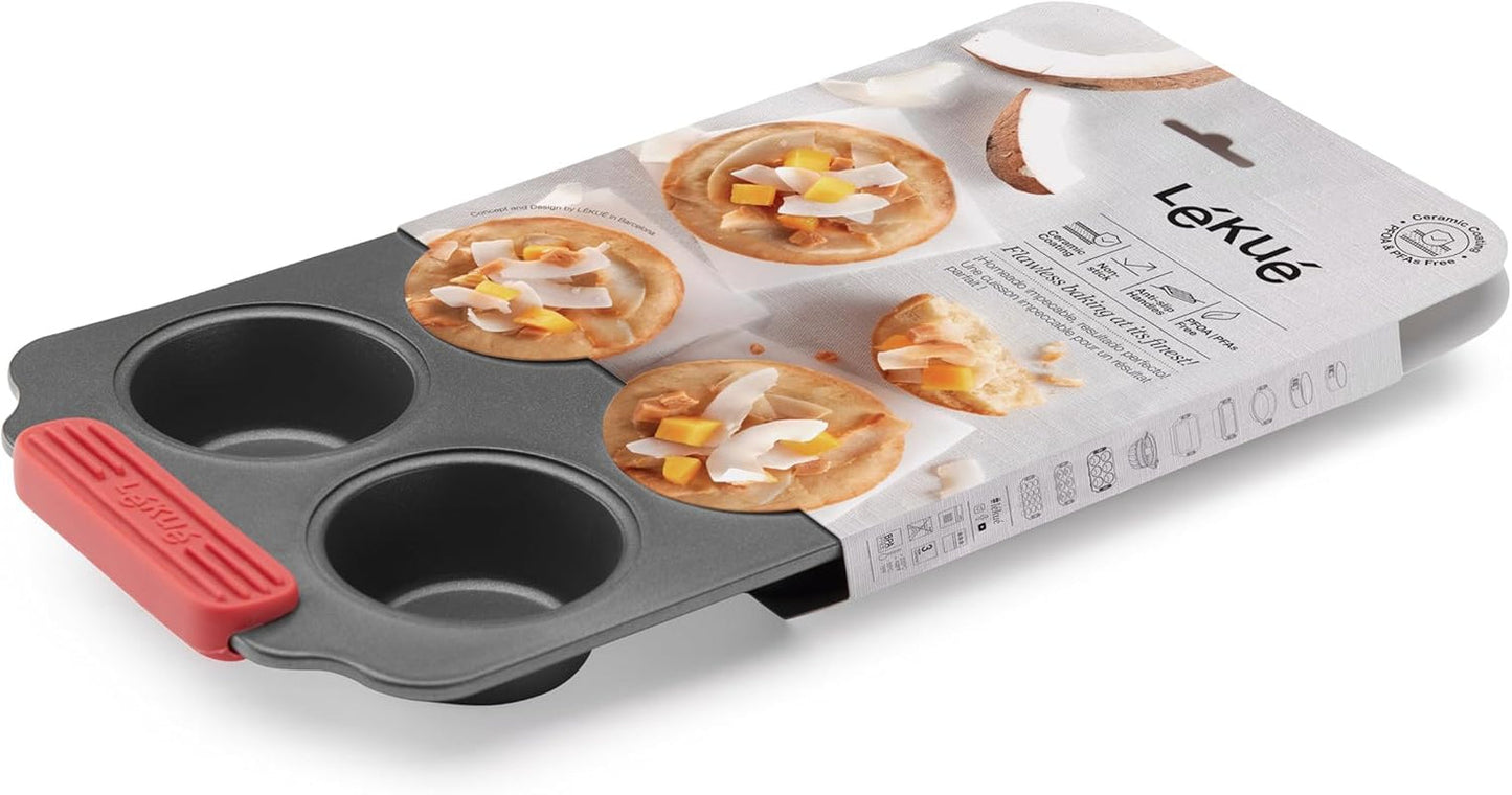 Lékué Muffin-Backform, Antihaftbeschichte, Metall, 6 Mulden formar och bakplåtar Naty Shop