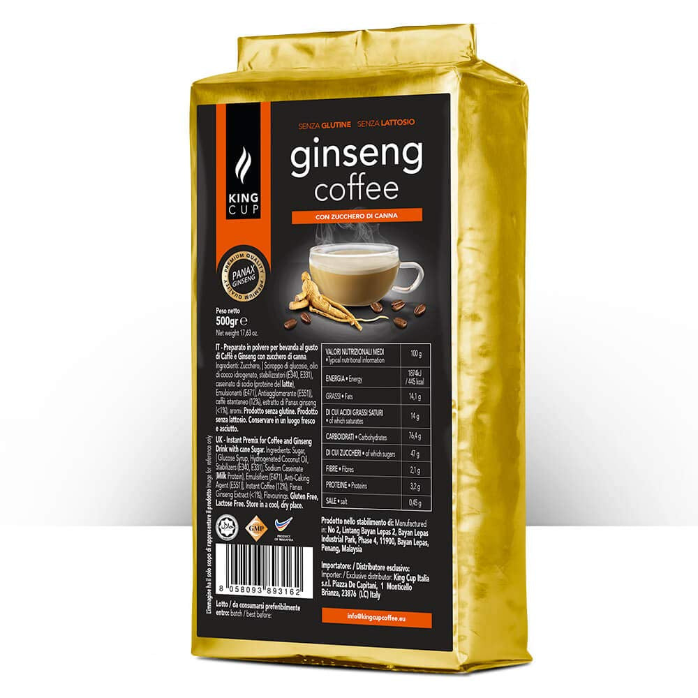 - 1 Verpackning med 500 Gr Ginseng mit Brauner Canhrzucker-Löslichem Kaffeepulver zum Süßen, Ideal zum Adden zu Heißem Wasser, Glutenfrei, Laktosefrei och Gentechnikfrei