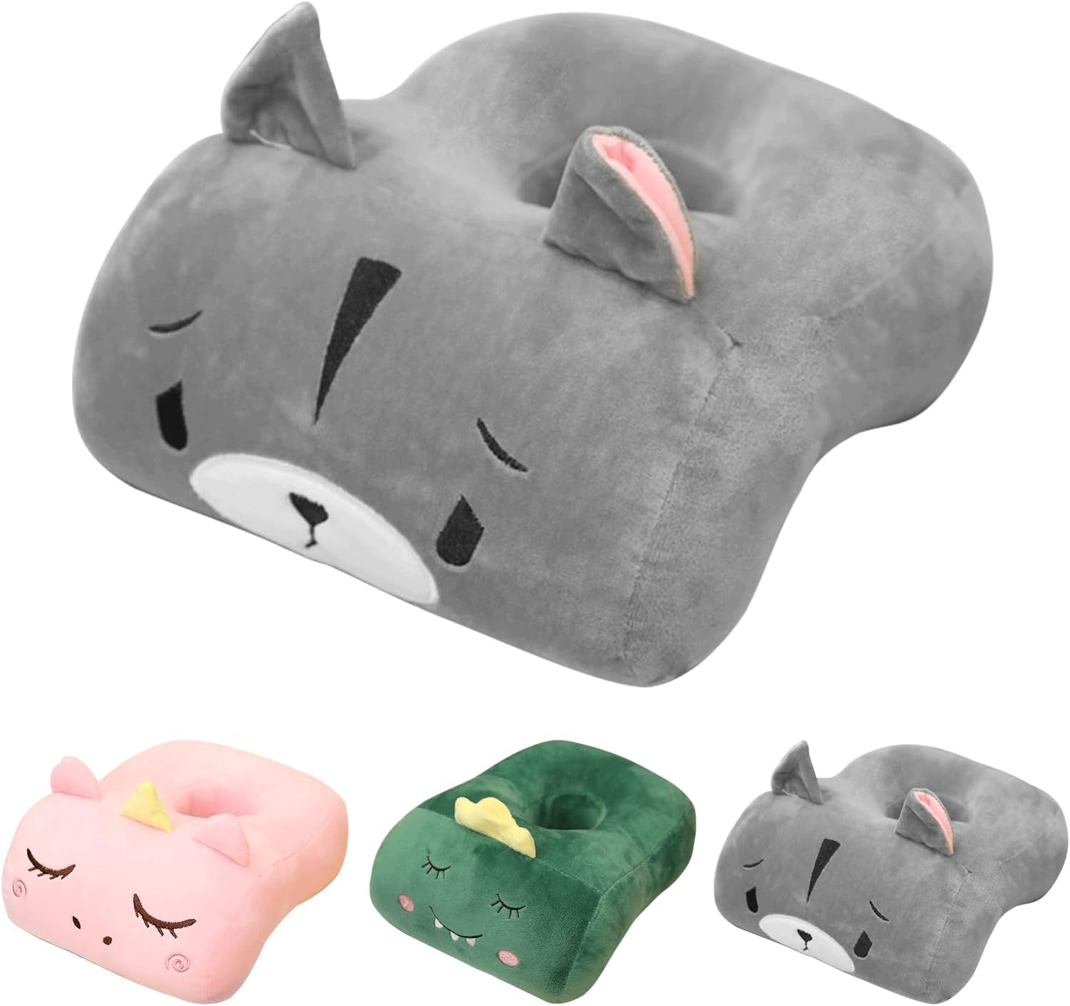 Office Sovkudde Memory Bomull Söt Öronhål Kudde Mjuk Sovkudde Side Sleeper Öronkudde för kvinnor Flickor Barn (Grå Kattunge) Cervikala Ortopediska Kuddar Naty Shop Hamster Grå