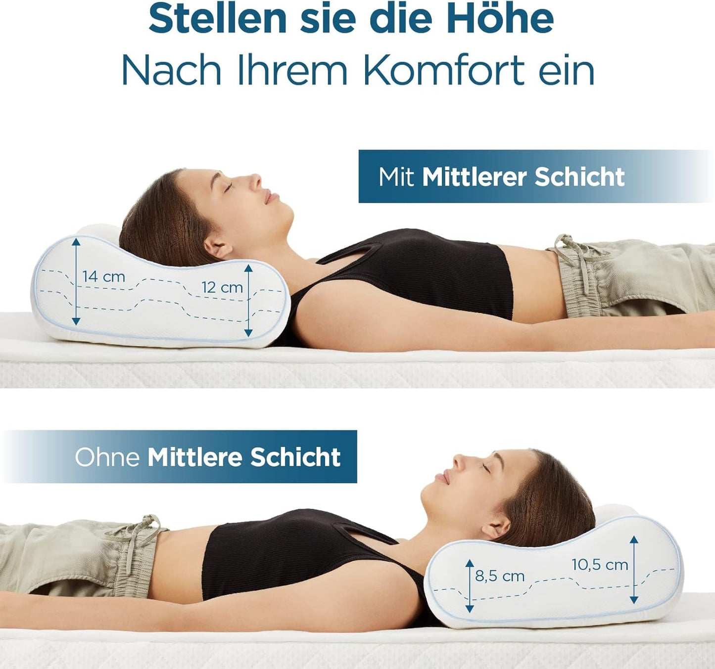 ORTHOVERSE ortopedisk kudde - nackstödskudde, sovkudde, kudde, kudde med memory foam, kudde, nackvärkskudde - justerbar i höjdled, aloe vera-överdrag, medicinsk hjälp Naty Shop Cervical Ortopediska kuddar
