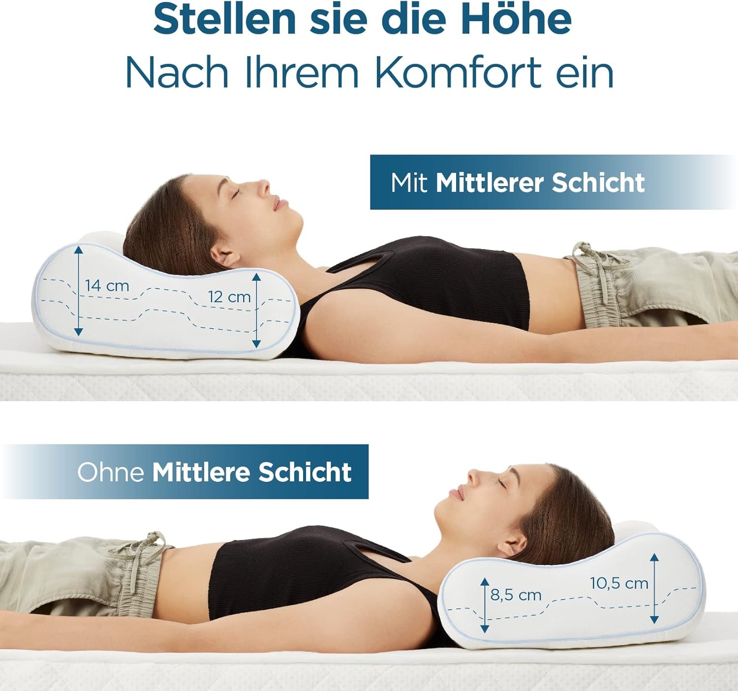 ORTHOVERSE ortopedisk kudde - nackstödskudde, sovkudde, kudde, kudde med memory foam, kudde, nackvärkskudde - justerbar i höjdled, aloe vera-överdrag, medicinsk hjälp Naty Shop Cervical Ortopediska kuddar