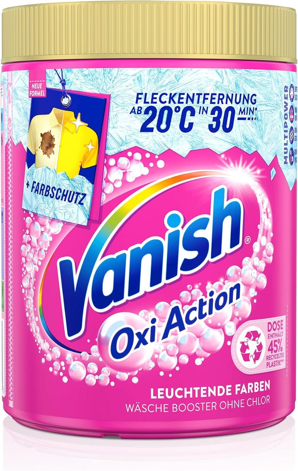 Vanish Oxi Action Powder Pink - 1,125 kg - klorfritt fläckborttagning och tvättförbättringspulver - för färgad tvätt Tvättmedel Naty Shop