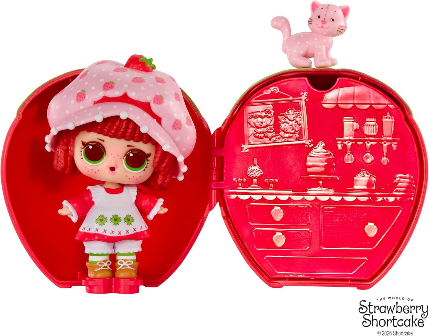 LOL Överraskning! Älskar Strawberry Shortcake Tots - Samlardoftande dockor med 7 överraskningar, husdjur, mode, skor, hatt, lekset med Strawberry Shortcake Convertible House, 4+