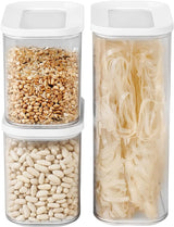 Mepal Set med 3 förvaringsburkar med lock - Rektangulär matbehållare - Köksarrangör i plast - Lufttät förvaringsbehållare - 1x 2000ml & 2x 1000ml - Vita matförvaringslådor Naty Shop White 3-delat set