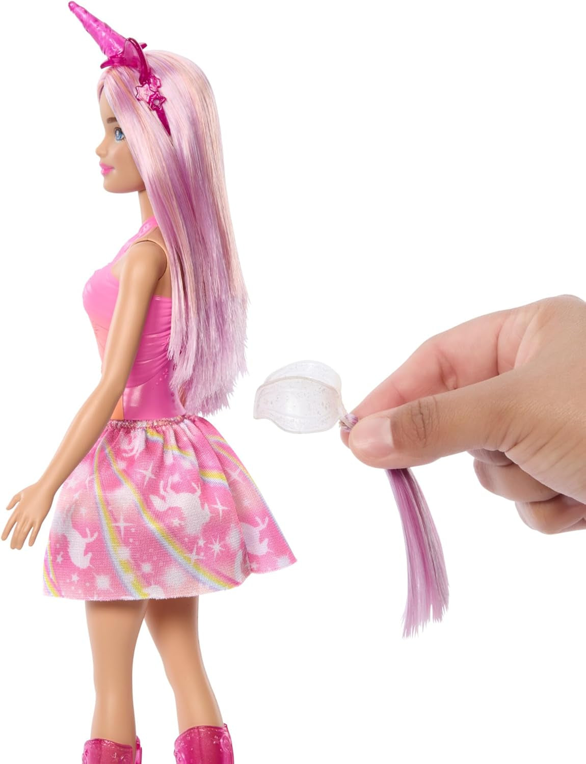 Barbie Unicorn Dolls med färgglatt fantasihår, färggradientkläder och fantasiaccessoarer runt enhörningstemat, HRR13 Naty Shop Dolls