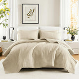Comfort Spaces Kienna Quilt Set, Lyxigt Double Stitch Sommarfilt, Lätt, Mjuk, Året Runt Sängkläder, Matchande Örngott, Vit, Filt för King Size-sängar (264,2 X 228,6 Cm), Naty Shop Quilts & Quilts Ivory King/Cal King(104"X90")