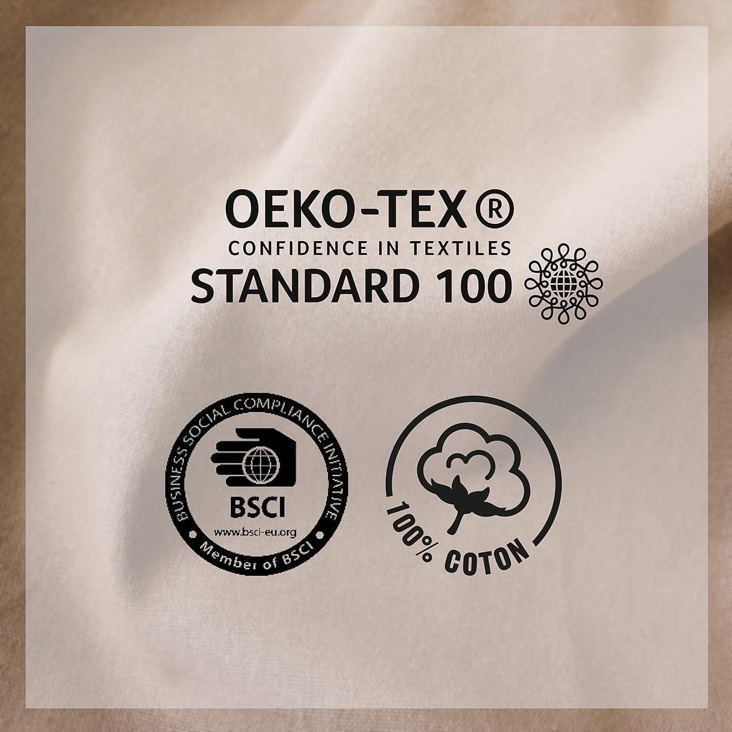 Njut av hemfilt, beige, naturligt, med 4 jutepumps, 90 X 190 cm, 100 % bomull, Oeko-Tex Certified, Panama Collection Naty Shop filtar och täcken