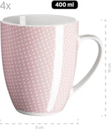 MÄSER Kitchen Time II, Servisset för 4, Kombinationsservice med 16 stycken i pastellfärger med subtilt mönster, Porslin, Rosa