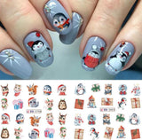 3D-julnagelklistermärken självhäftande vattenöverföring Julgran Snöflinga Älgpingvin Jul Nagelkonst Vinternageldesigner Julklistermärken Nageltillbehör