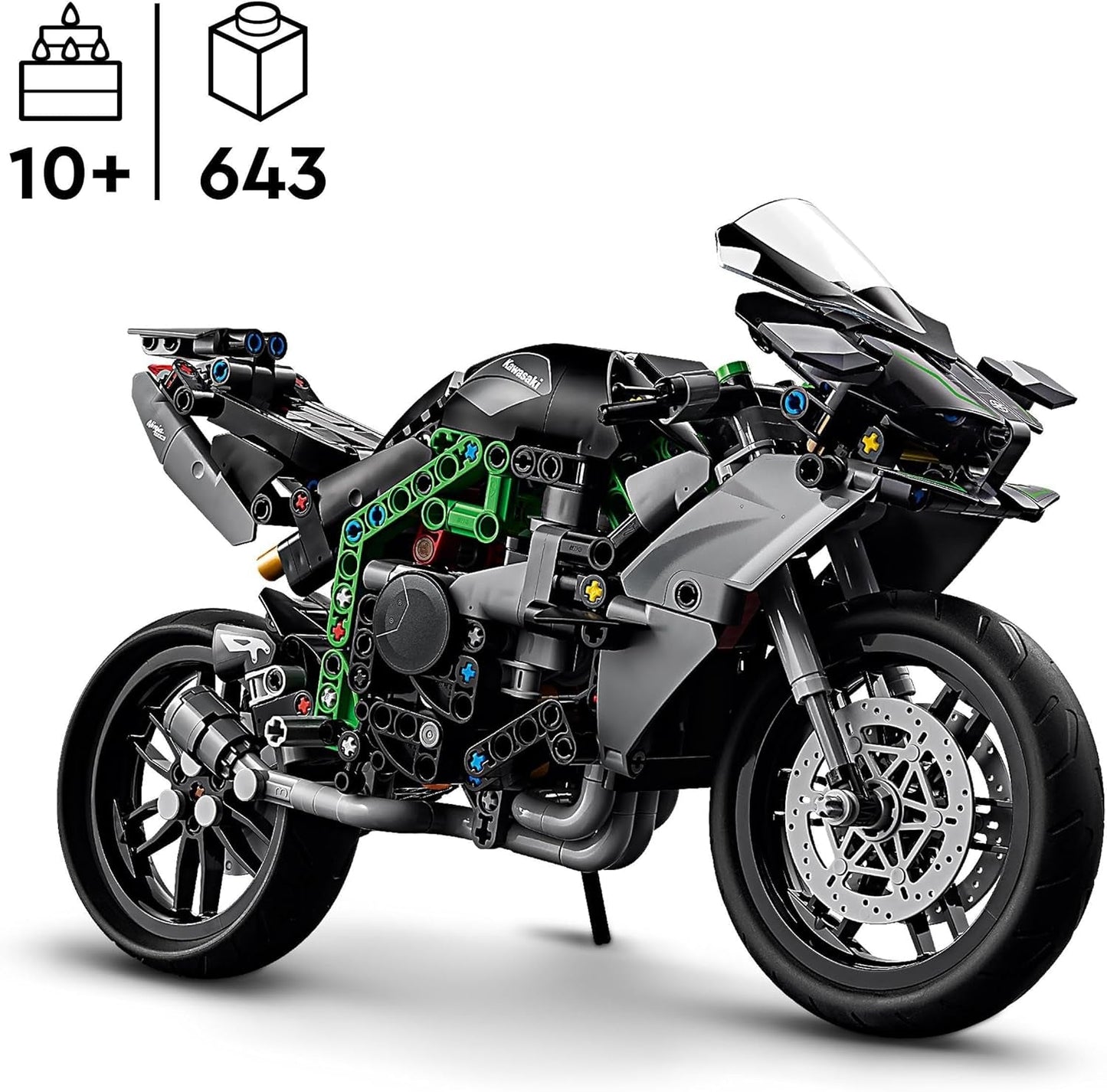 LEGO Technic Kawasaki Ninja H2R motorcykel, barn och vuxna födelsedagspresent, dekoration, leksak, modell för pojkar och flickor ålder 10+ 42170 Byggset Besuche den LEGO-Store