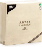 Papstar Servetter, Champagne Royal Collection 1/4-faldiga vävnadsservetter, Storlek 40 X 40 Cm, 1 X 50-pack, Champagne / Kräm