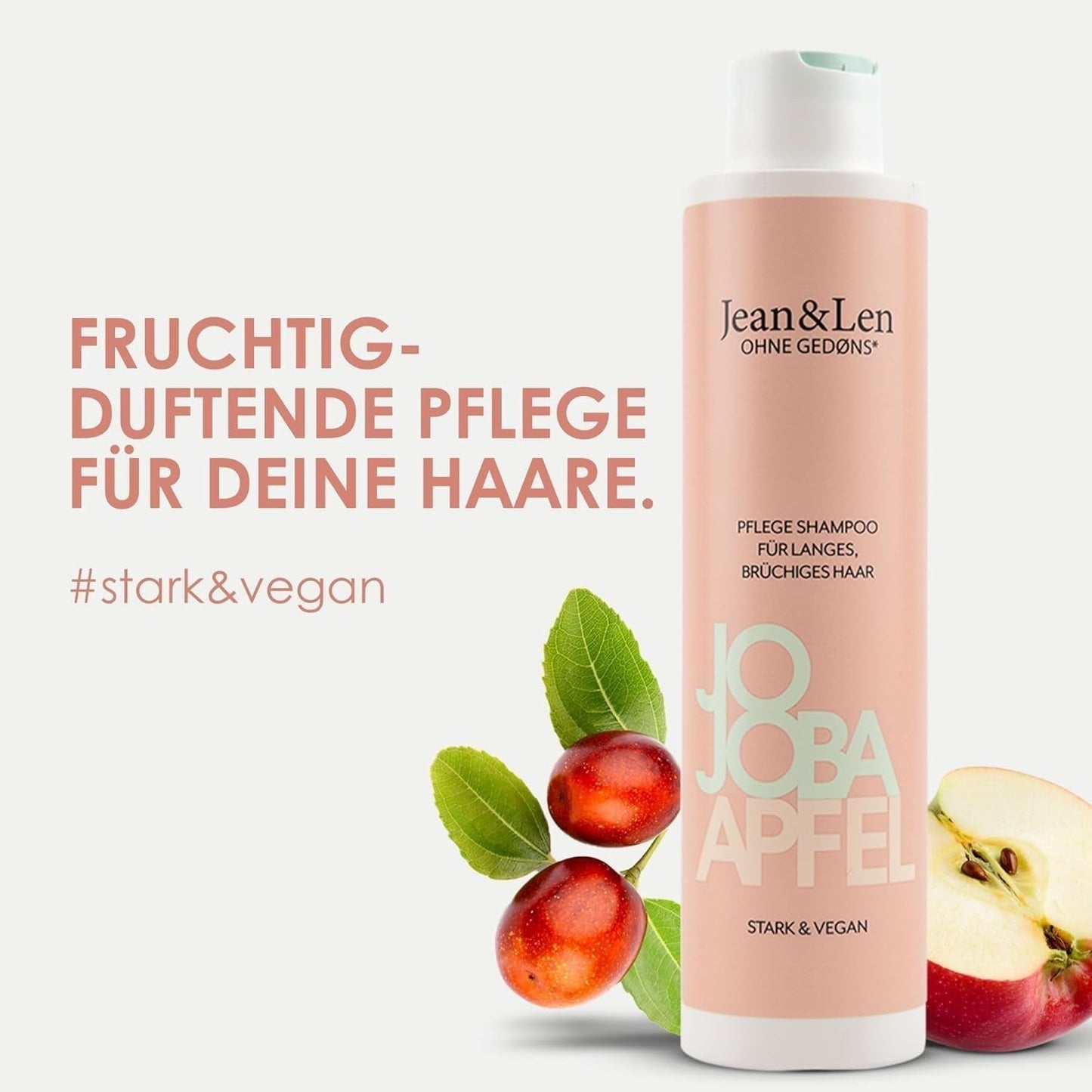 Jean & Len Care Shampoo Jojoba & Apple, ger näring åt långt och skört hår, 300 ml Dusch och bad Jean & Len
