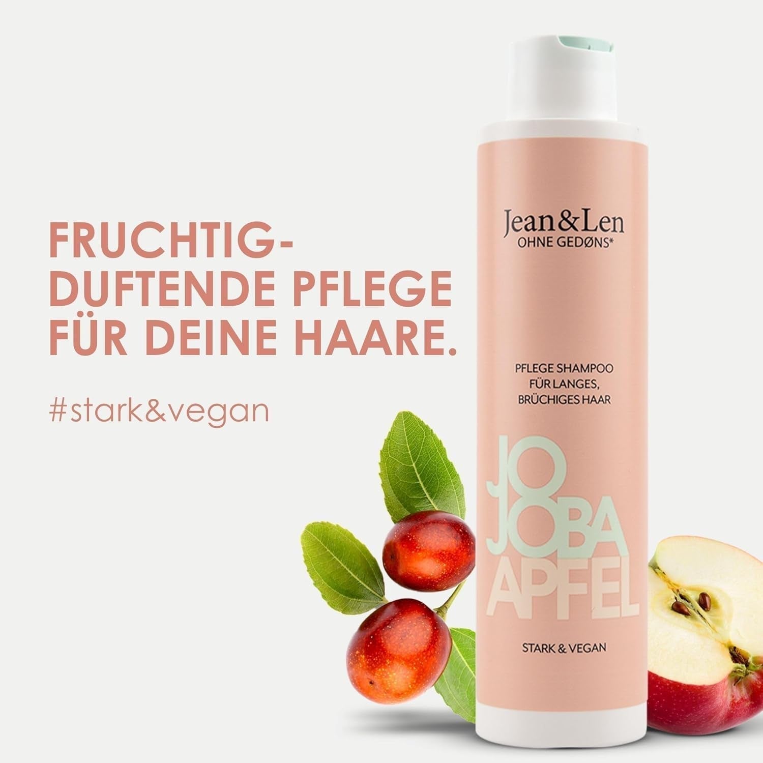 Jean & Len Care Shampoo Jojoba & Apple, ger näring åt långt och skört hår, 300 ml Dusch och bad Jean & Len