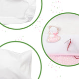 Vitt och rosa sängkläder för bärsäng, bestående av 1 påslakan, 1 överlakan med Aida-band för broderi och 1 örngott, 100 % bomull, Made in Italy Täcken och täcken Naty Shop