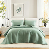 Comfort Spaces Kienna Quilt Set, Lyxigt Double Stitch Sommarfilt, Lätt, Mjuk, Året Runt Sängkläder, Matchande Örngott, Vit, Filt för King Size-sängar (264,2 X 228,6 Cm), Naty Shop Täcken & Quilts Sage Gland Oversized Queen Överkast (102"X118")