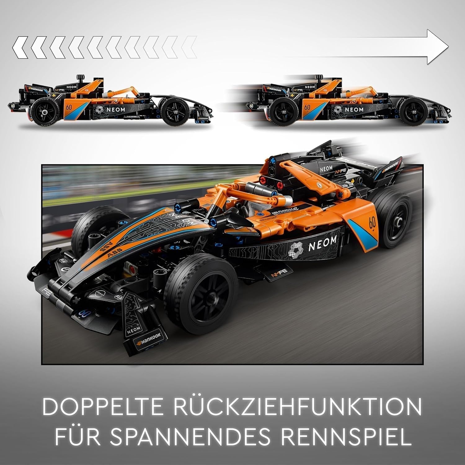 LEGO Technic NEOM Mclaren Formula E racingbil, racerbilleksak för 9 år gamla pojkar och flickor, modellbilsats, inredning för barnrum, födelsedagspresentidé 42169 Byggset Beuche den LEGO-Store