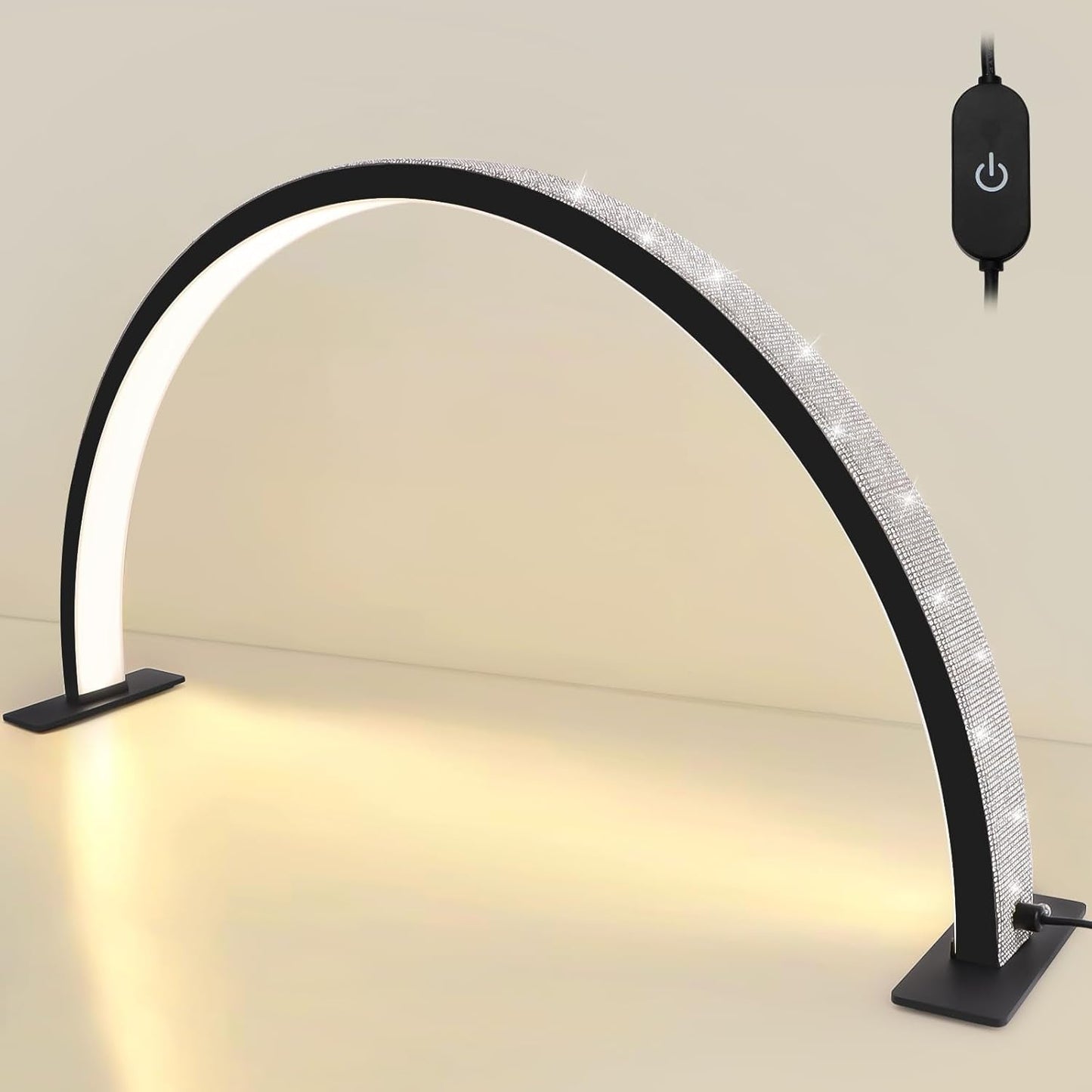 Kalolary Lampadaire, Lash Lumière Pour Extensions De Cils Regglable À 360°, 3000K-6000K Demi-Lune Lamp, Lamp De Beauté (Halvmånelampa)