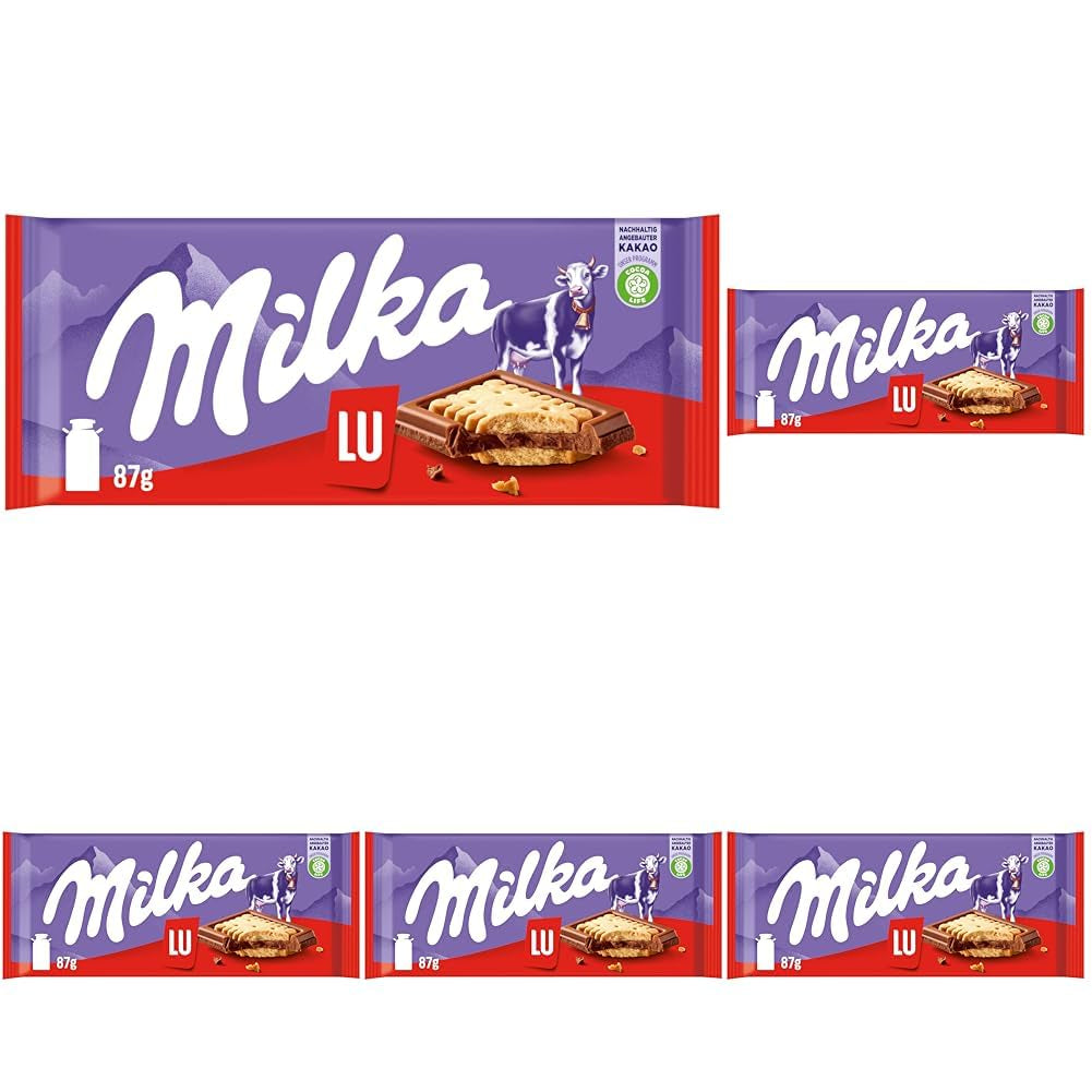 Milka LU – Alpin mjölkchoklad med knapriga LU-kex – 87g