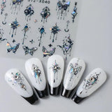 3D Metallic Schwarz Schmetterling Nagelsticker - Laser Pink Aurora Nagelaufkleber - Punk Butterfly Nail Art Stickers - Silver Nagelsticker - Nageldesign Zubehör