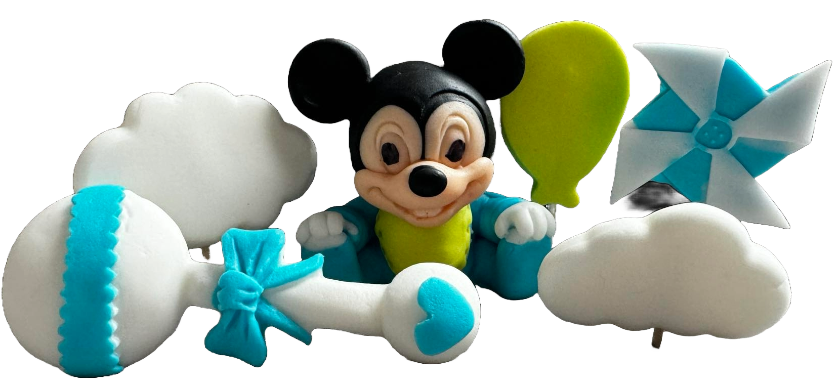 Set med 6 ätliga sockerdekorationer, Mickey Mouse Sockerpasta Dekorationer Naty Shop