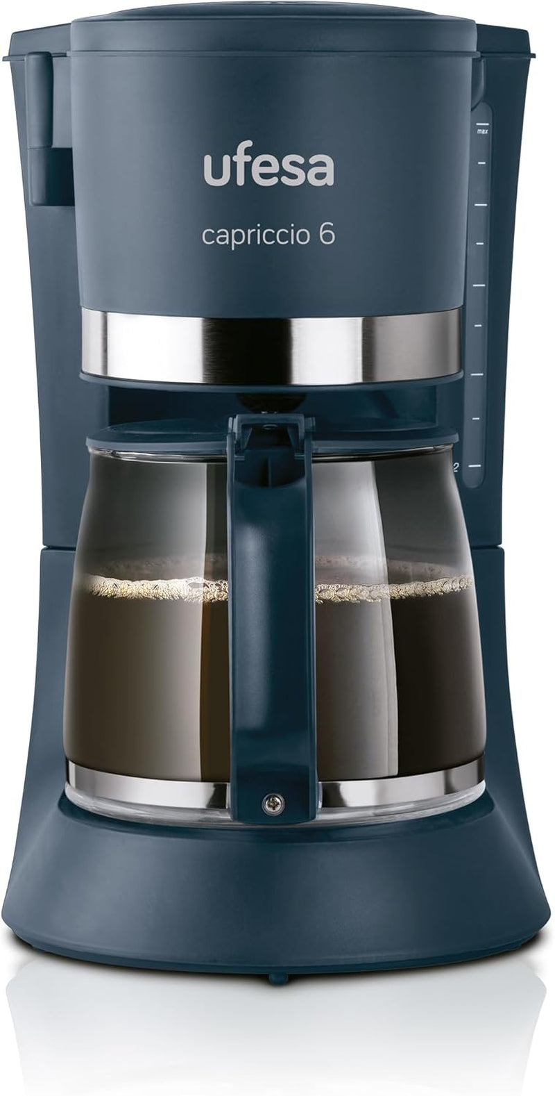 Ufesa CG7114 Capriccio filterkaffebryggare, 6 koppar, 600W, karaff 0,6L, anti-droppsystem, automatisk avstängning, blå