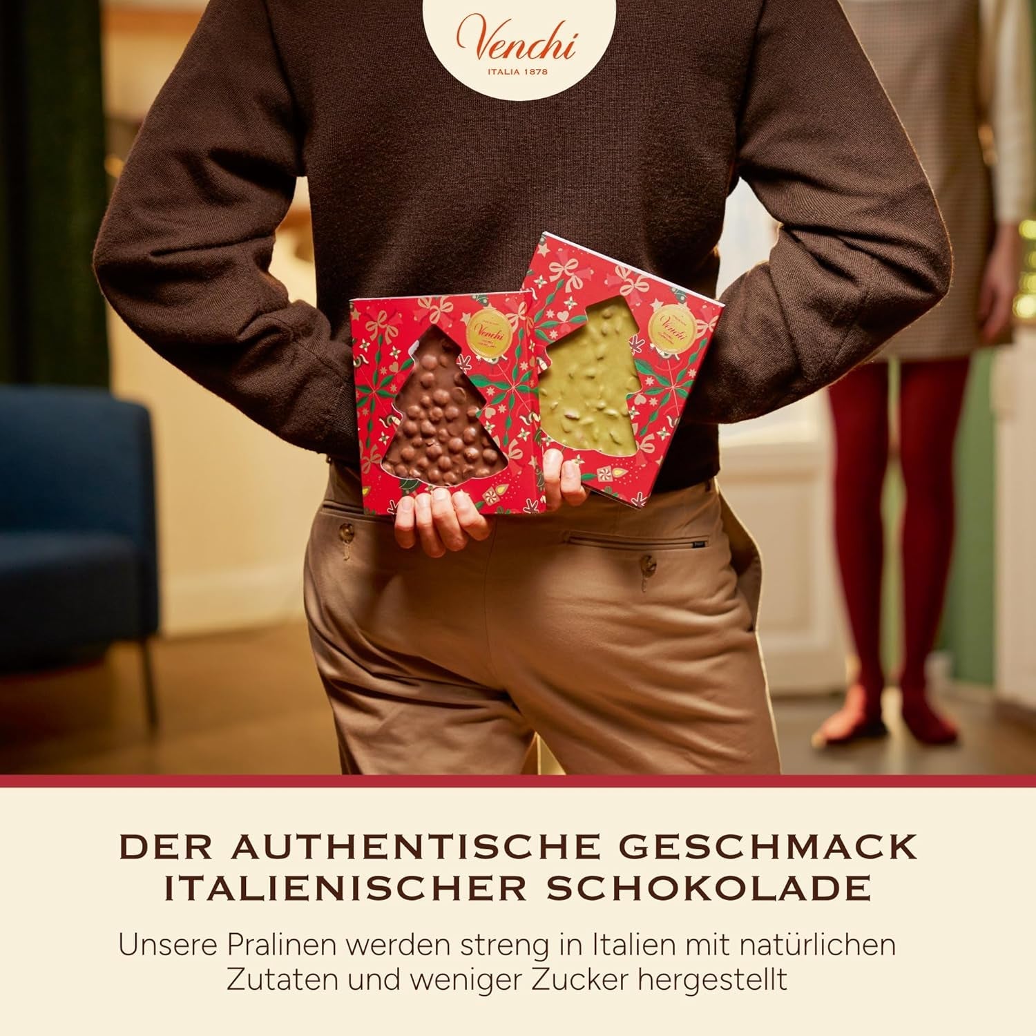 Venchi, Brutto&Buono, Handgjord "Piedmont Forest Hazelnut" Gran Tree Shaped Milk Chocolate Bar, 200 g, Glutenfri, Limited Edition Christmas Collection, Present Idé