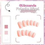 24st rosa enfärgade falska naglar självhäftande neutrala falska naglar Medium Square Mjuk Gel för kvinnor DIY Heltäckande Glitter Falska Naglar