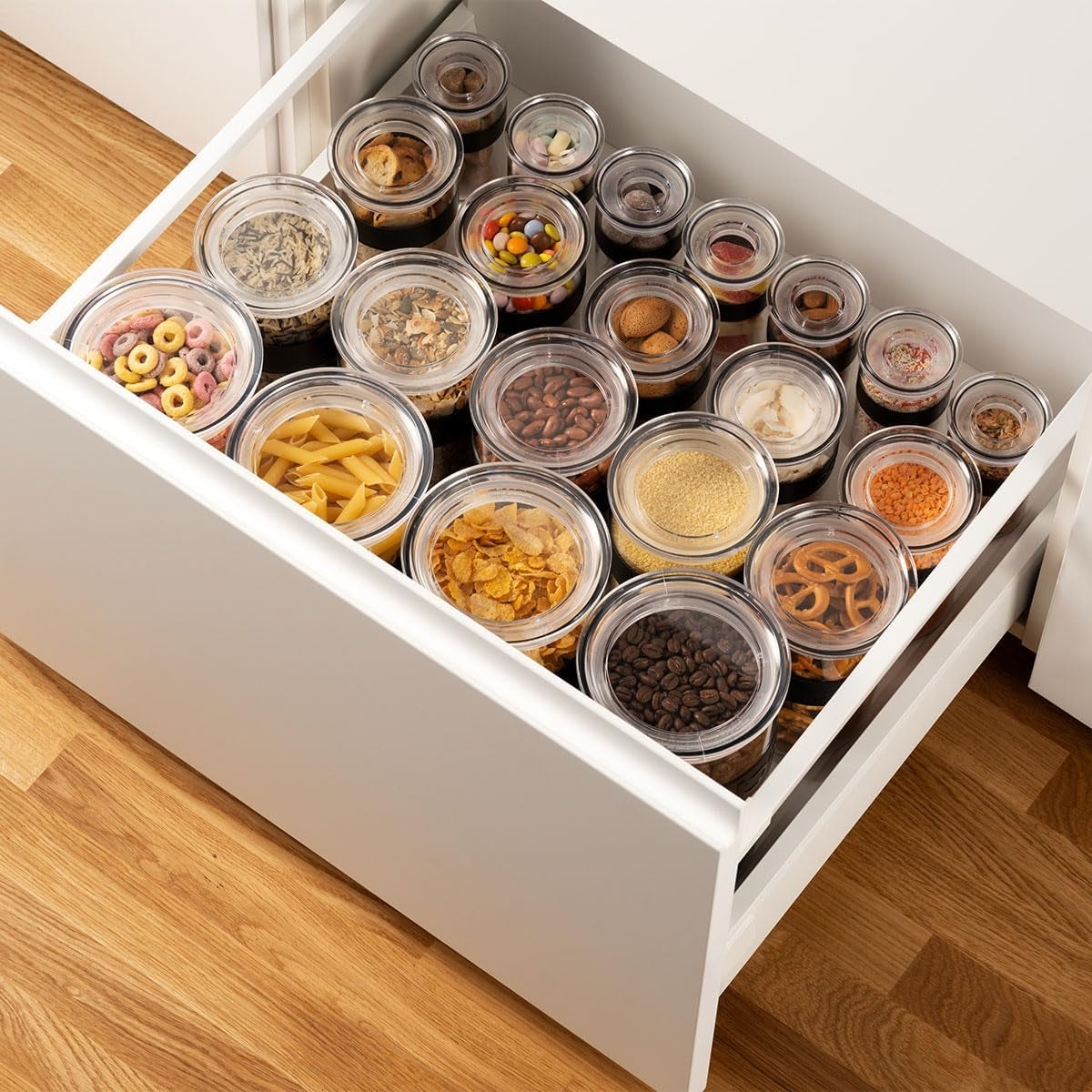 BODUM PRESSO förvaringsburkar, plast, svarta, 4 x 0,25 l, 3 x 0,6 l, 3 x 1 l, 2 x 2 l Matförvaringslådor Naty Shop