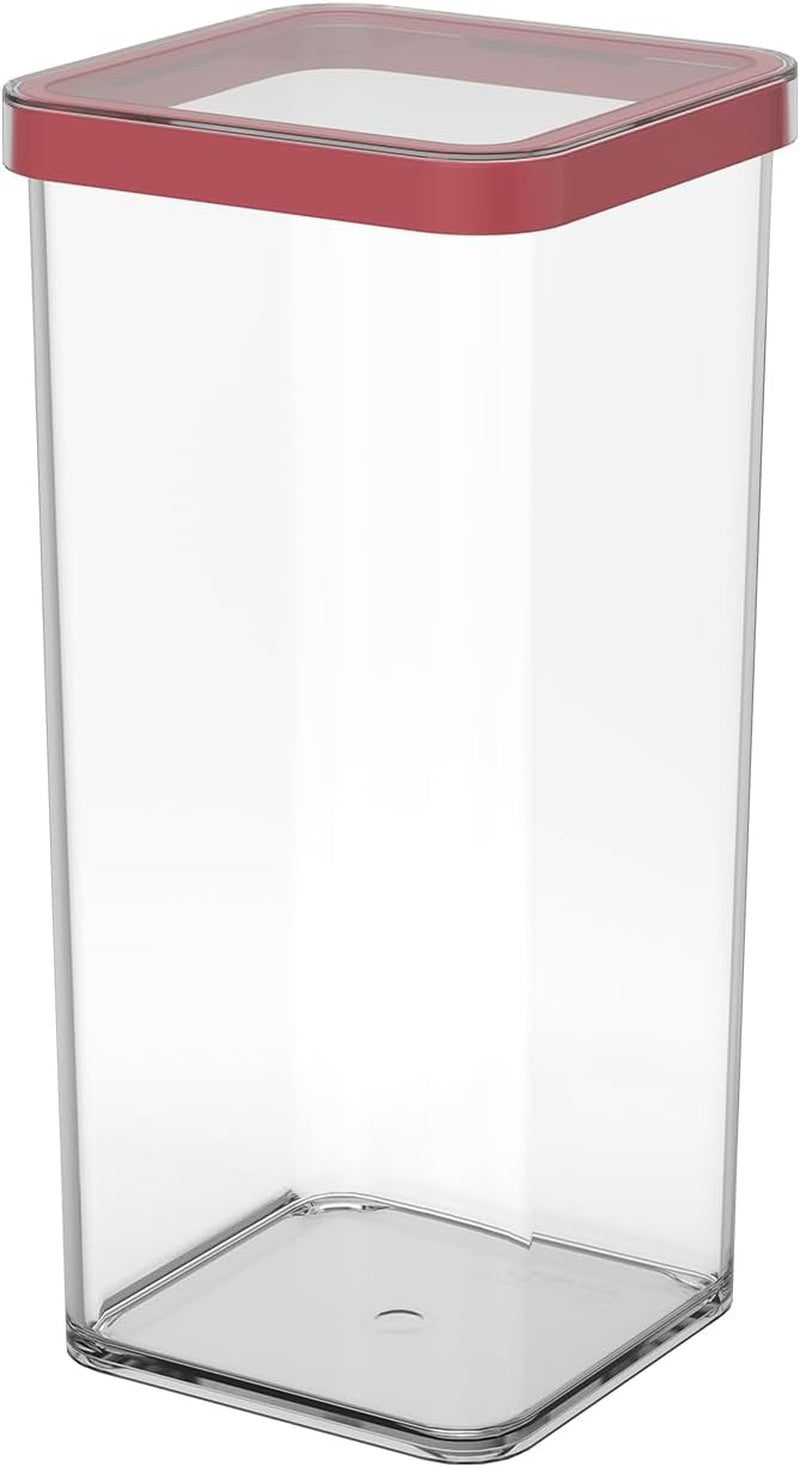Rotho Loftset med 5 förvaringsburkar med lock, olika storlekar, matplast (PP) BPA-fri, transparent/röd, (21,4 x 21,4 x 23,5 cm) Matförvaringslådor Naty Shop 1,5L