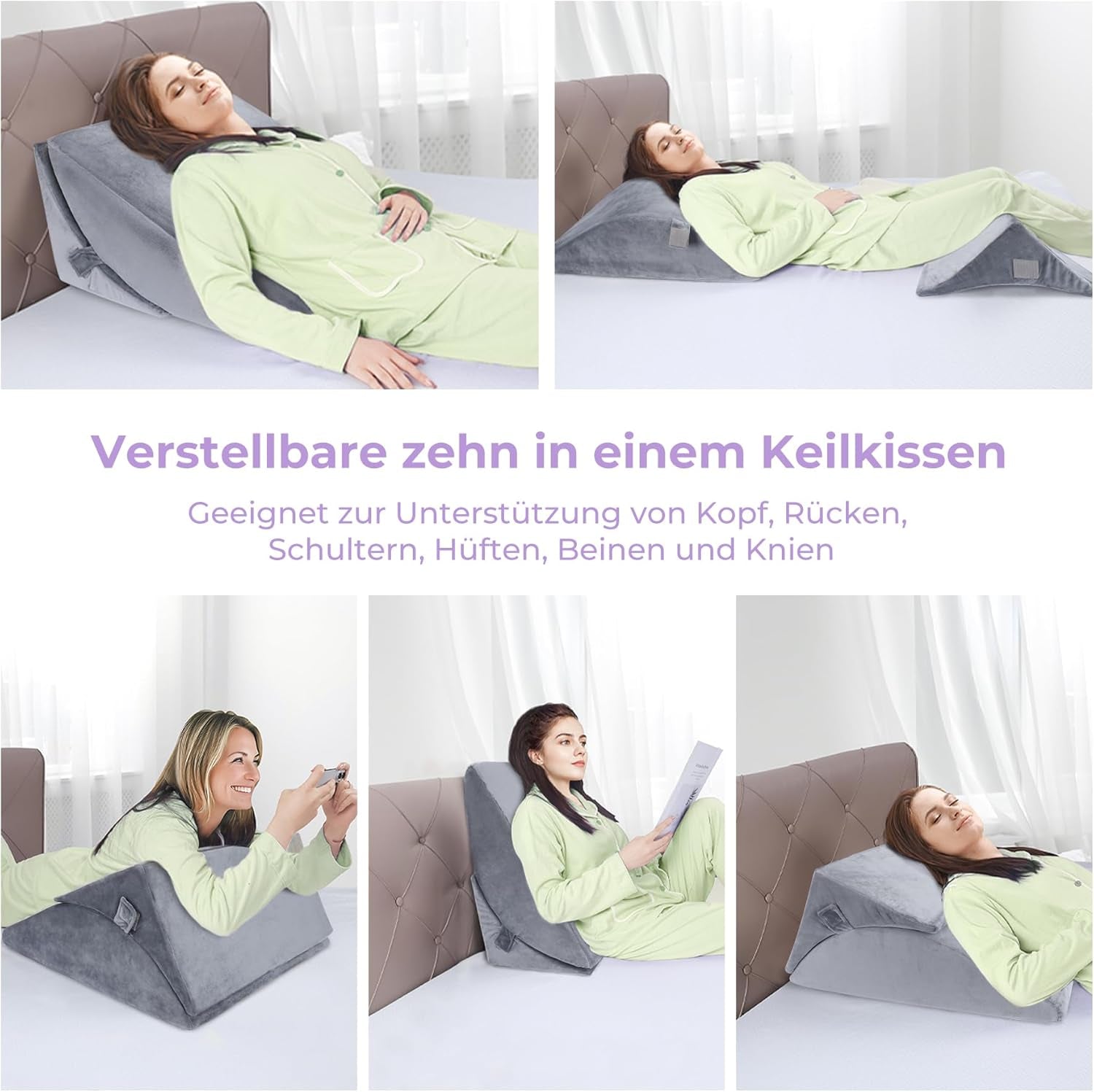 Högdensitetsskum justerbar fjäderkudde, ergonomisk ryggkudde för säng och soffa, anti-reflux läskudde för att sova, spela, titta på TV (tung)