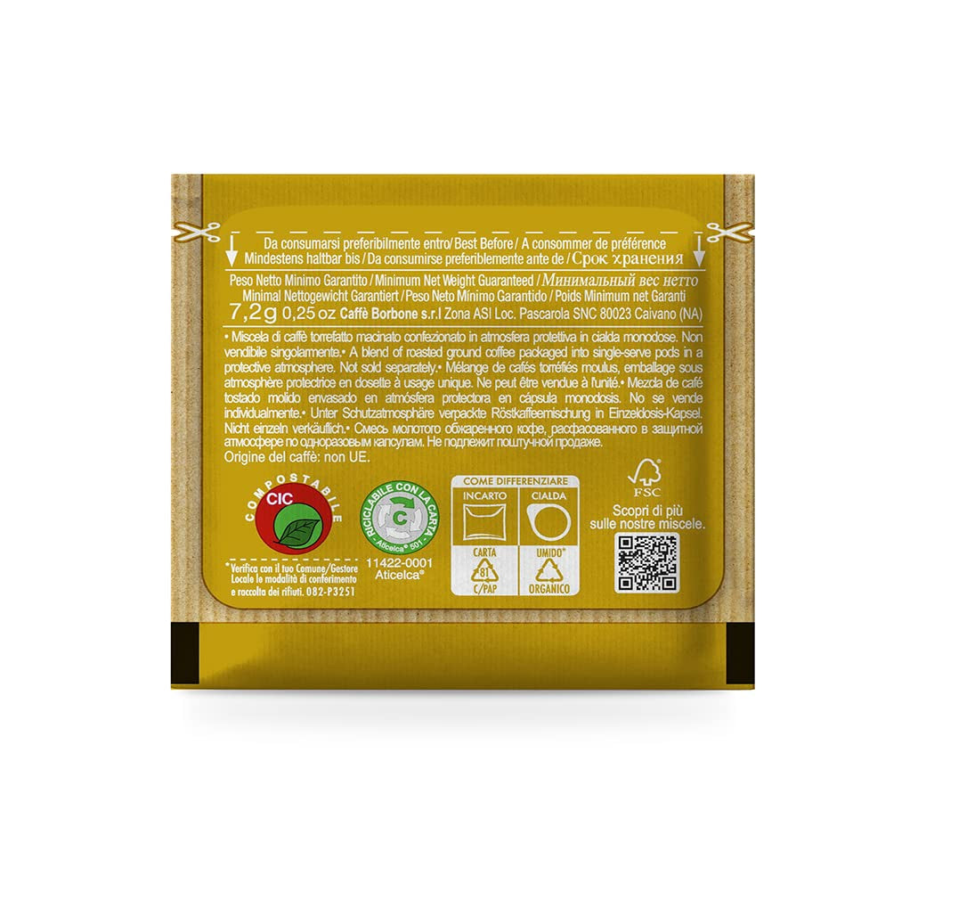 Caffè Borbone Kompostierbare Kaffeepads, Gold-Kaffeemischung - 100 Pads - Kompatibel med ESE System Papier Pads 44 mm