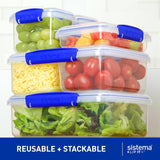 Burk för matförvaring KLIP IT System | 9,67 l | stapelbar och lufttät förvaringsburk med lock, lämplig för kyl/frys | BPA-fri plast | blå klipp | 1 st (paket med 4) Naty Shop matförvaringslådor