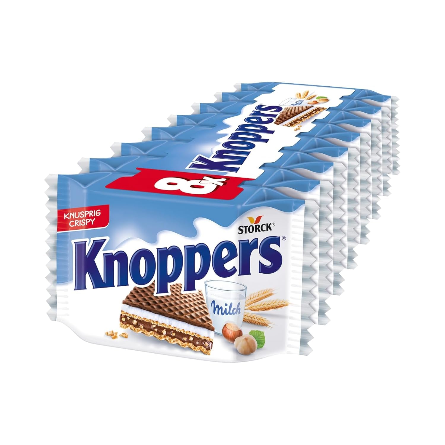 White and Black Knoppers – 8 x 25g – Rånskivor fyllda med mörka kakaobrån, bitar av svarta kex, mjölk och nougatkräm