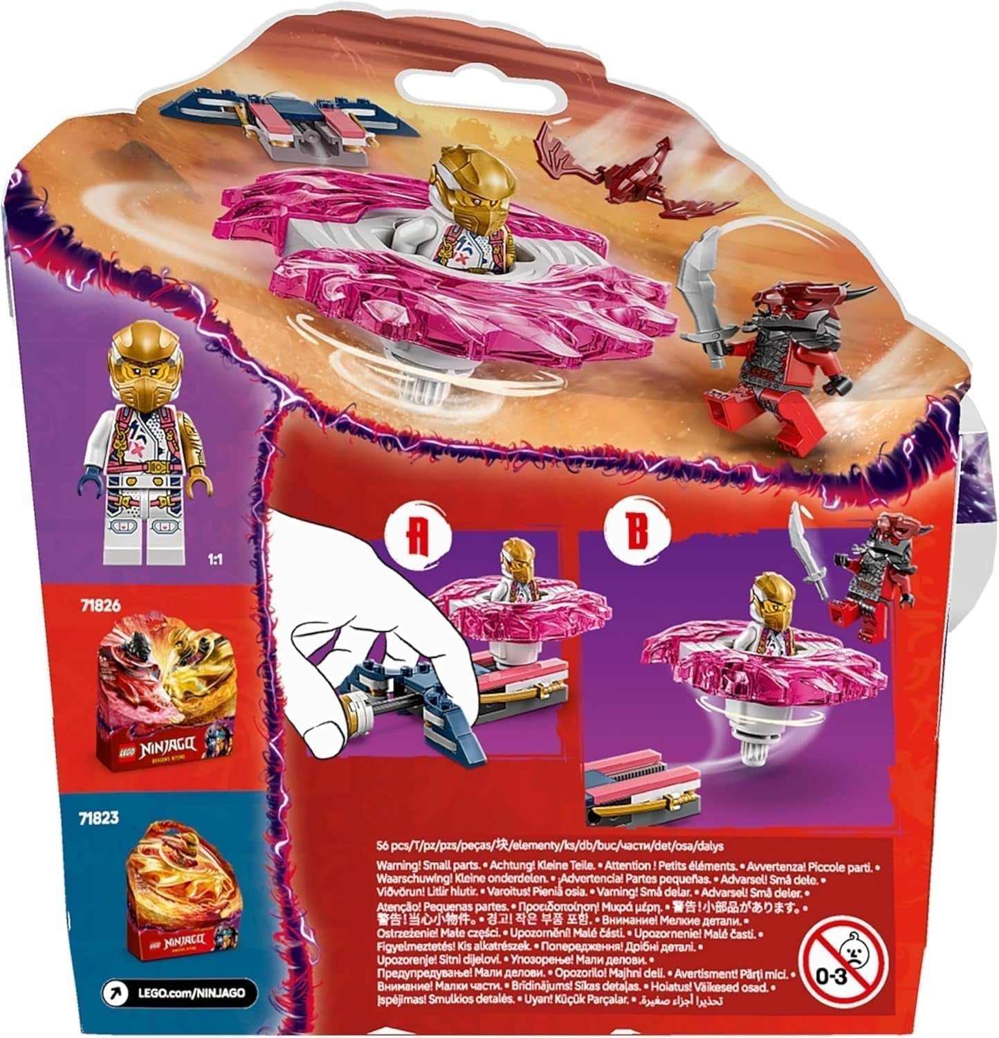 LEGO NINJAGO Soras Dragon Spinjitzu Spinner - Action Ninja Toy med 2 minifigurer - Litet lekset för barn - Presentidé för pojkar och flickor 6 år gamla 71824 Byggset Besuche den LEGO-Store