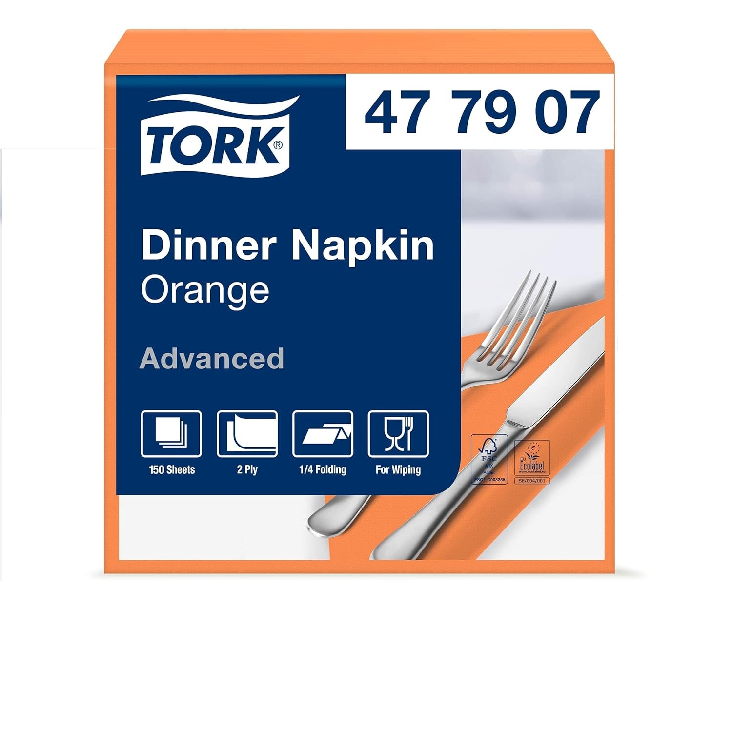 Tork Linstyle 509542 svarta cocktailservetter, 1/4-vikt, 1 lager, 23,8 x 23,8 cm, 1 x 100 servetter
