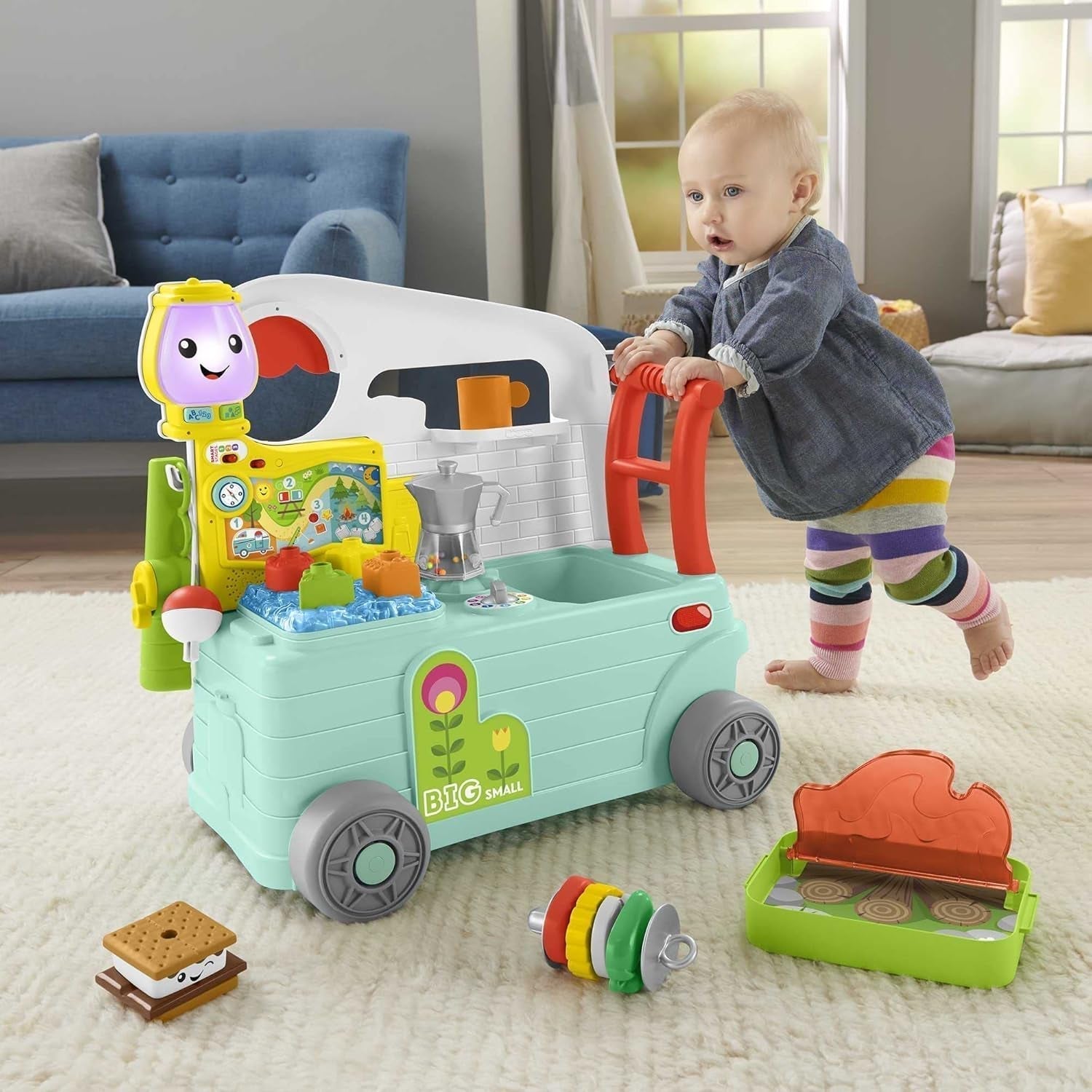 Fisher-Price - Laugh and Learn Camper 3-i-1 Baby Push Toy and Music Activity Center Baby Toy 9-36 månader HCK51 Baby Toys Naty Shop
