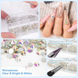 Harz Strasssteine ​​4200Pcs Strass Kristalle 1Mm-5Mm Gemischte Kinder Bastelsachen Kit Mit Strass Mit Picking Pinzette Und Stift Für DIY Nägel Kleidung Kunsthandwerk Gemischt Becher Party (A)