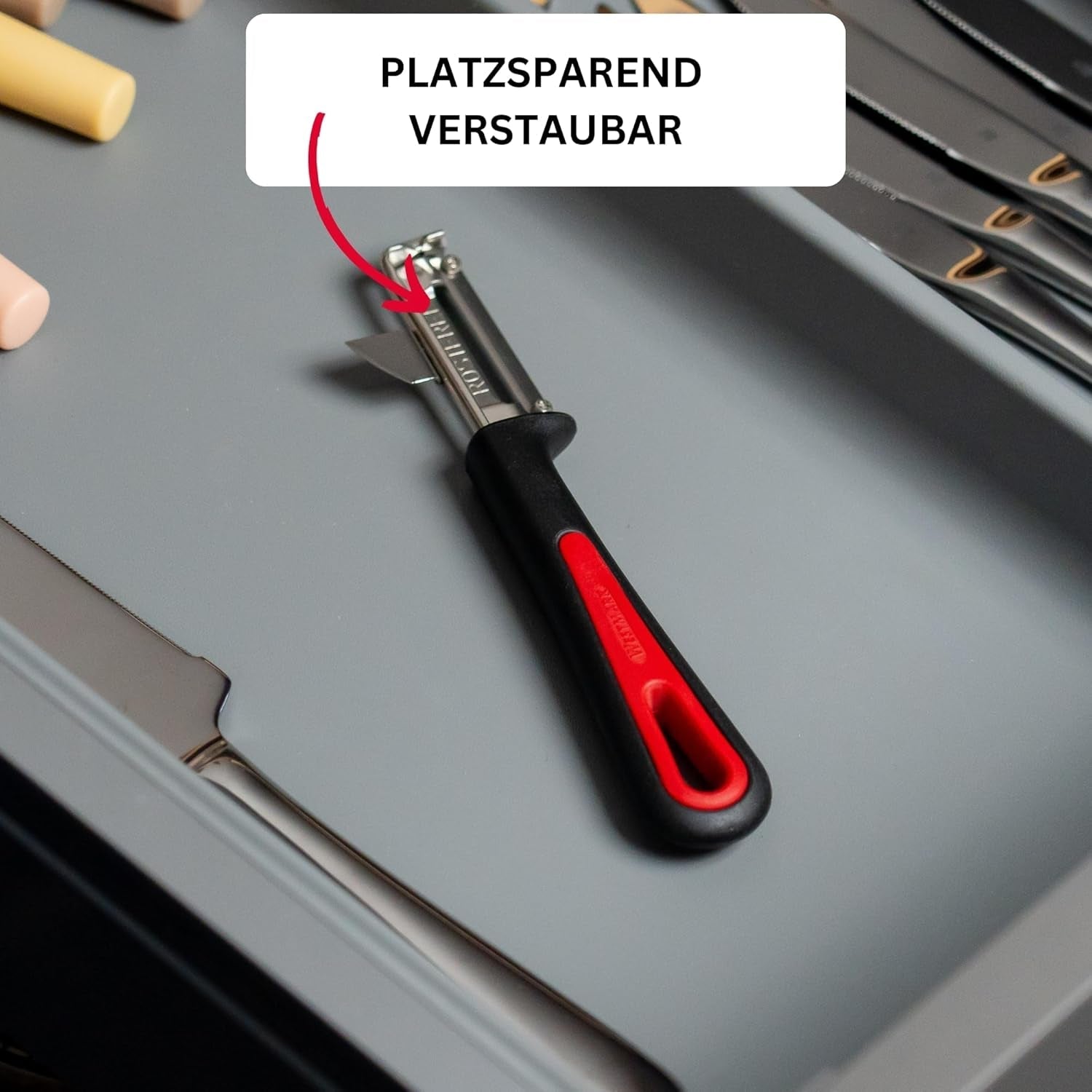 Westmark 29092270 Sparschäler Gallant, Pp/Tpe/Edelstahl, Schwarz / Rot, 16,5 X 3,7 X 2 Cm Skalare Naty Shop