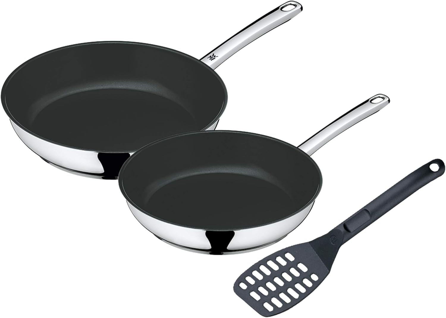 WMF Devil 2-delad pannsats, induktionspanna 24, 28 cm, Cromargan rostfritt stål, keramisk beläggning, ugnssäker Grytor och kastruller Naty Shop Set 3 produkter 48 X 30,5 X 15 Cm