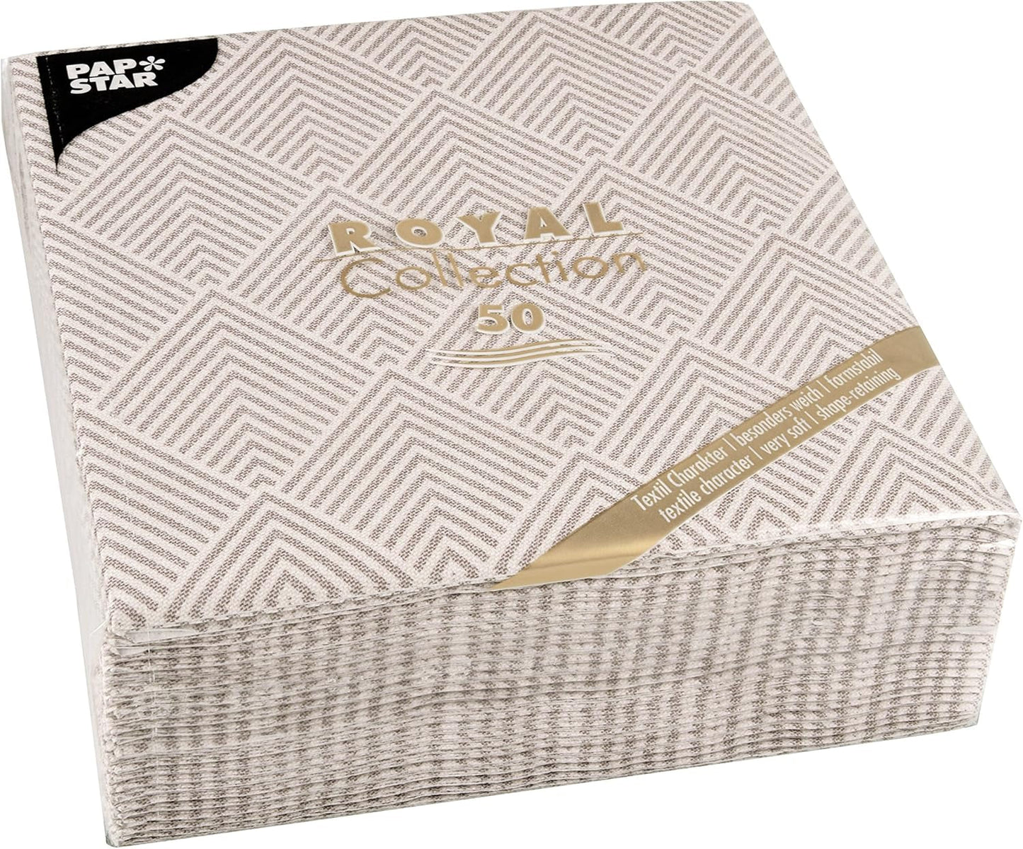 Papstar, 50 servetter "ROYAL Collection" 1/4-faldigt 40 Cm X 40 Cm "Elegance" Brun, #86498 (Pack of 2)