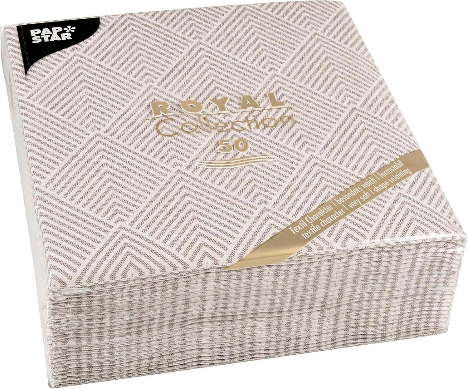 Papstar, 50 servetter "ROYAL Collection" 1/4-faldigt 40 Cm X 40 Cm "Elegance" Brun, #86498 (Pack of 2)