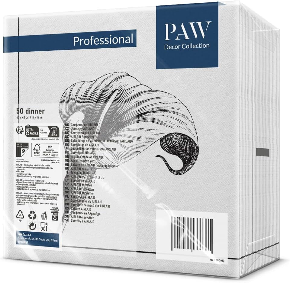 PAW - Airlaid servetter - Tygliknande (40 X 40 Cm) I 50 stycken I För begravningsgudstjänst, Begravningsfest, Begravning, Farväl I Högkvalitativa Bordsdekoration Tygservetter - Minnesblomma I Minnesblomma