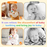 Livsmedelsklassade babybitringar - BPA-fria, kvävningsbeständig design, förstärkt grepp, lämplig för hörsel och tandutveckling, idealisk för spädbarn 0-36 månader (vit)