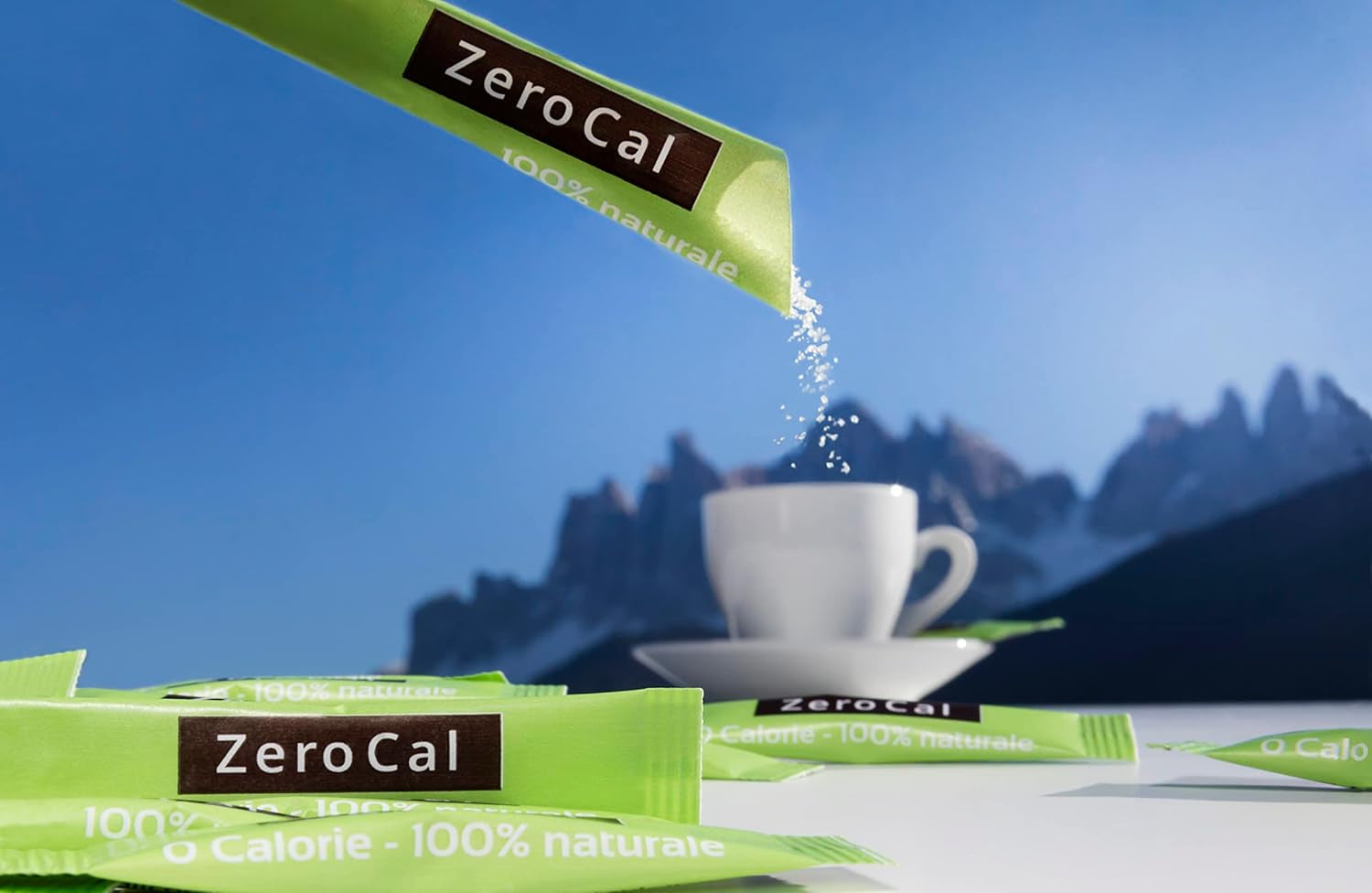 Zerocal - 1:1 (Erythritol + Stevia) 100 Sticks Je 3 G | Idealisk för sötning av kaffe, te och andra drycker Gleiche Süßkraft Von Zucker | Glutenfri, Vegan, GMO-fri | Kalorien Und GI = 0 Sweeteners Naty Shop